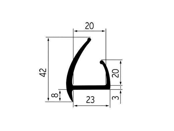 Профиль уплотнительный L=2.6 м/п ширина 23 мм